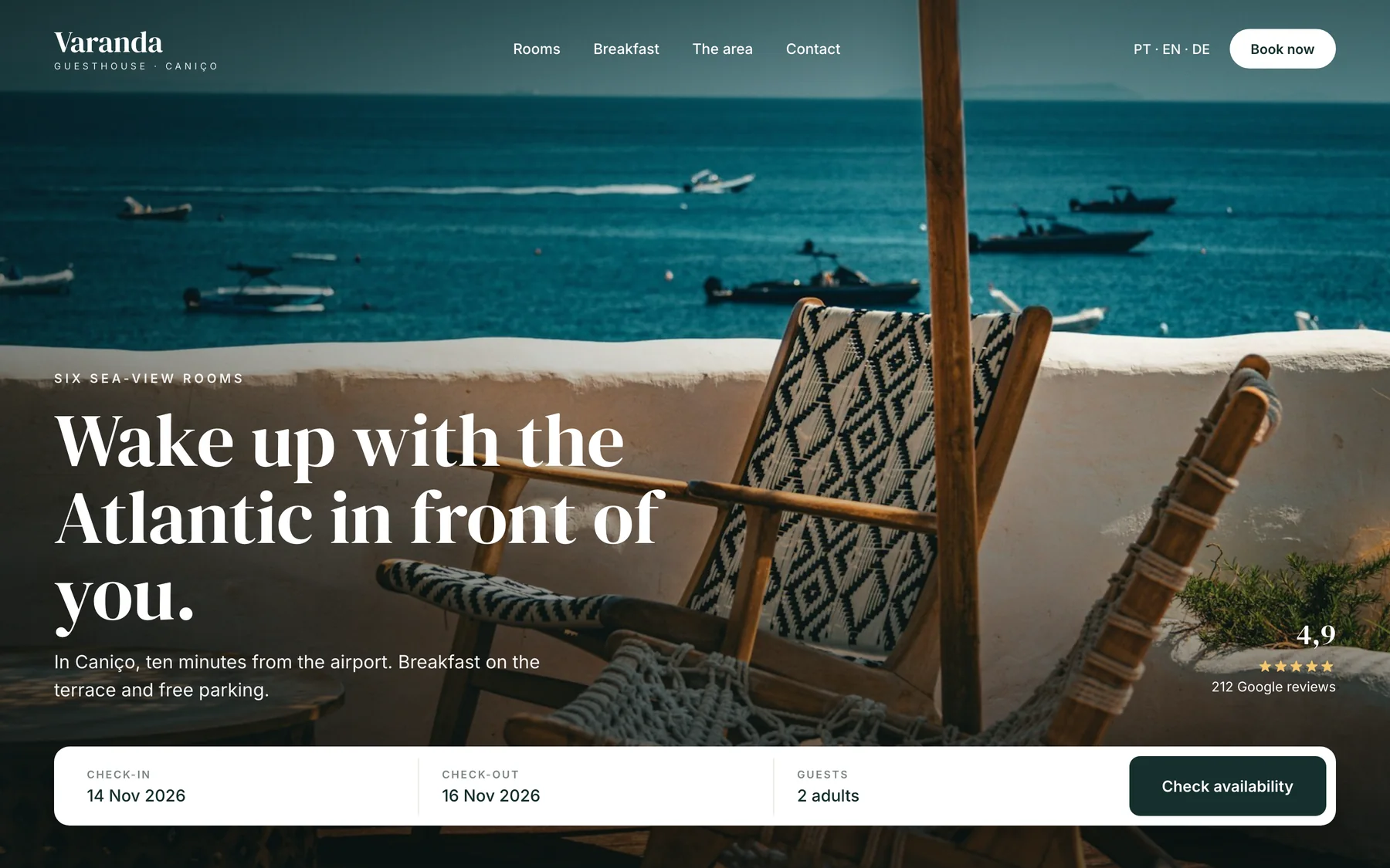 Illustrative example: site with bookings